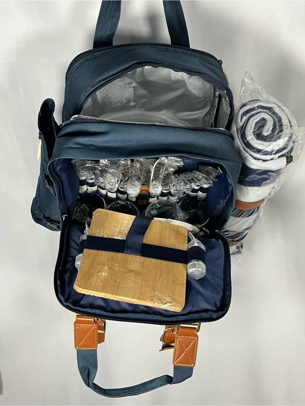 Travel Backpack with Brown Trim